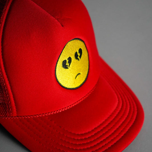 Broken Heart Eyes Trucker Hat - Red