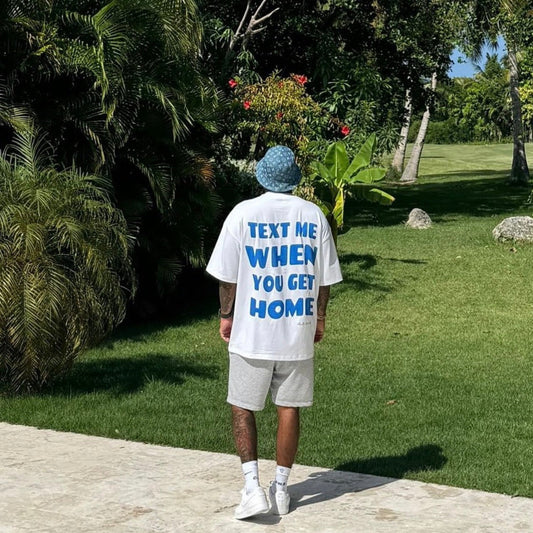 Text Me When You Get Home - White/Royal Blue