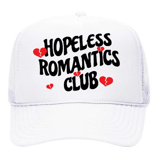 Hopeless Romantic Club Trucker Hat - White