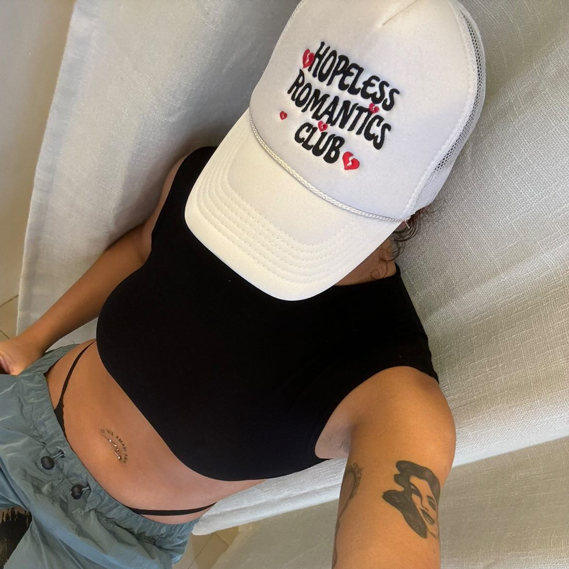 Hopeless Romantic Club Trucker Hat - White