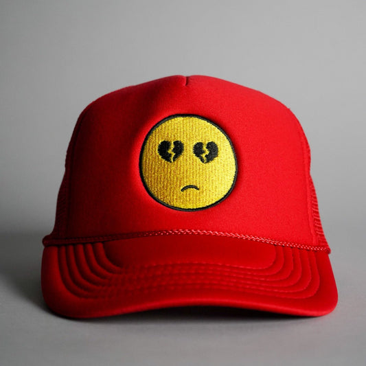 Broken Heart Eyes Trucker Hat - Red