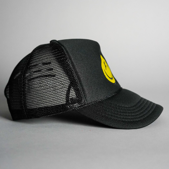 X Eyes Smiley Face Trucker Hat - Black