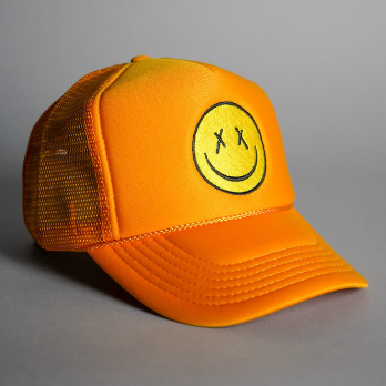 X Eyes Smiley Face Trucker Hat - Gold