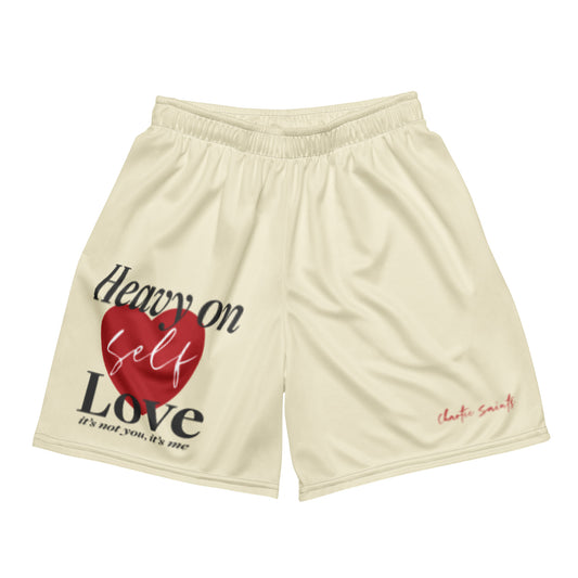 Heavy On Self Love Premium Mesh Shorts - Off-White