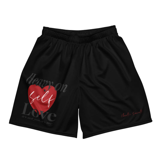 Heavy On Self Love Premium Mesh Shorts - Black