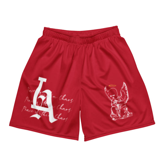 LA Peace Within Chaos Premium Mesh Shorts - Red